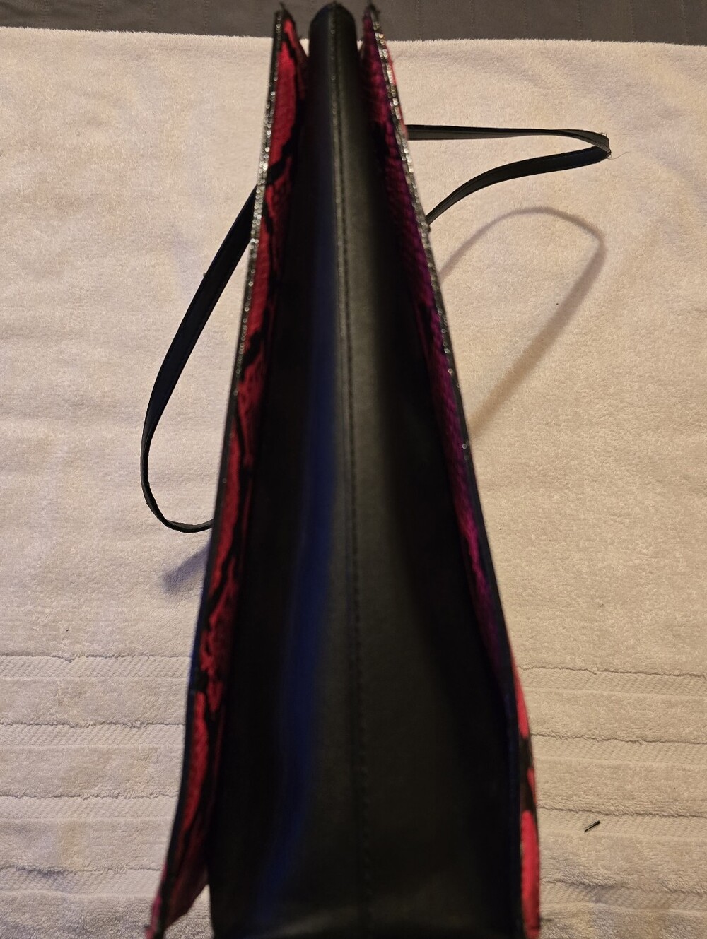 Betsey Johnson Hot Pink Black Snakeskin Large Tote Bag Purse Handbag - Good Cond - Picture 9 of 16